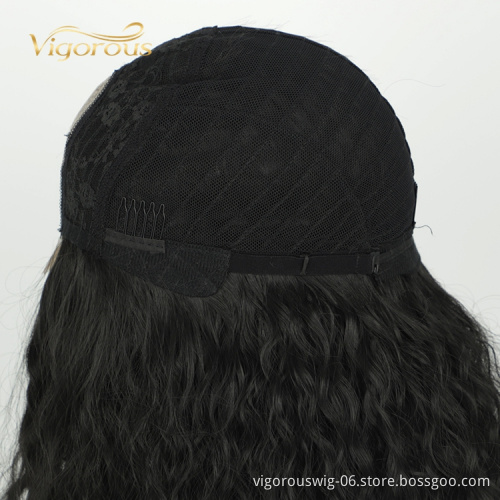 Vigorous Hot Sale Black Kinky Curly Lace Frontal Daily Party High Temperature Fiber Wig Synthetic Hair